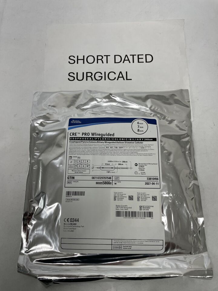5866 - BOSTON SCIENTIFIC - CRE PRO Wireguided Balloon Dilatation Catheter - Esophageal/Pyloric/Colonic/Biliary - 6mm x 7mm x 8mm, (EA)