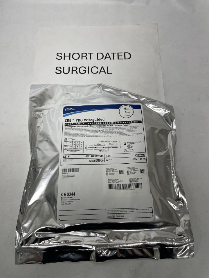 5866 - BOSTON SCIENTIFIC - CRE PRO Wireguided Balloon Dilatation Catheter - Esophageal/Pyloric/Colonic/Biliary - 6mm x 7mm x 8mm, (EA)