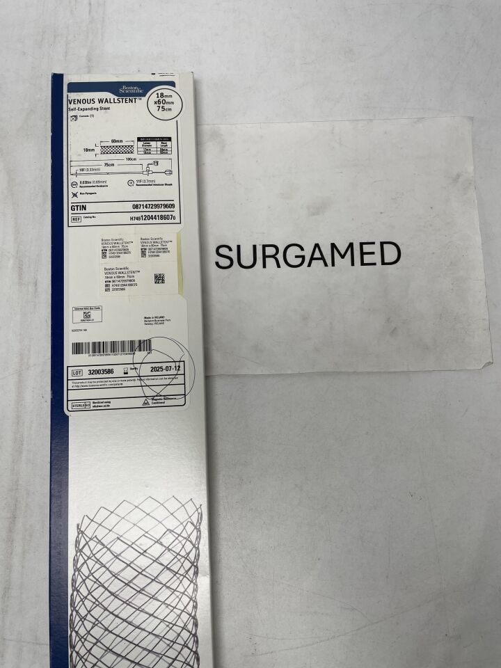1204418607 - BOSTON SCIENTIFIC - VENOUS WALLSTENT Self-Expanding Stent - 18mm x 60mm x 75cm (L), (BX/1)