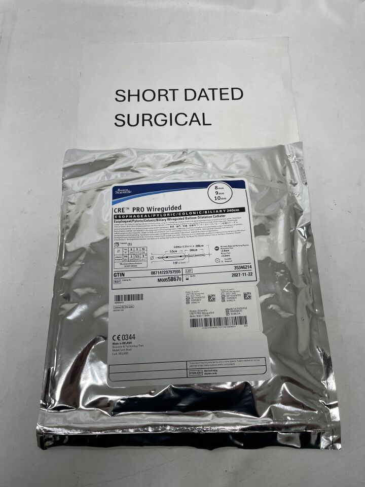5867 - BOSTON SCIENTIFIC - CRE PRO Wireguided Balloon Dilatation Catheter - Esophageal/Pyloric/Colonic/Biliary - 8mm x 9mm x 10mm, (EA)