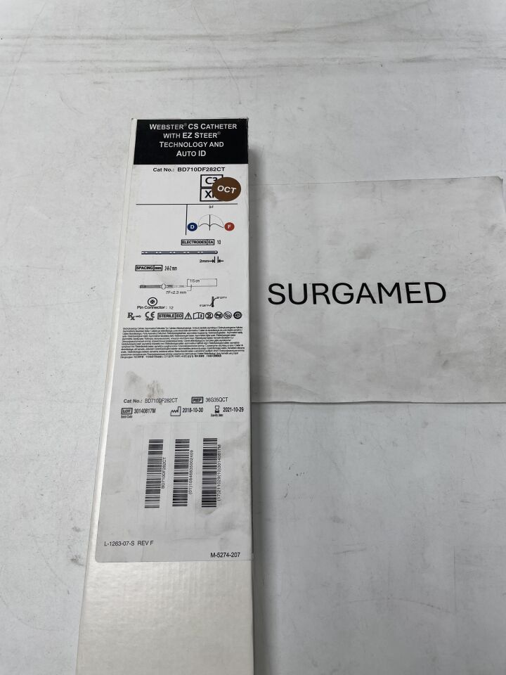 BD710DF282CT - BIOSENSE WEBSTER - WEBSTER CS Catheter with EZ STEER Technology and AUTO ID - 2-8-2mm - D-F Curve - 7Fr x 115cm (L), (BX/1)
