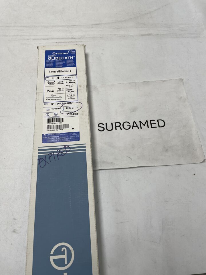 CG403 - TERUMO - Radifocus Glidecath Angiographic Catheter - Simmons/Sidewinder 3 - 4Fr x .038" x 100cm (L), (BX/5)