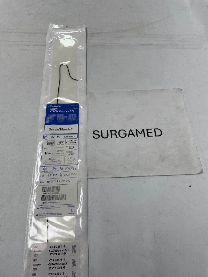 CG511 - TERUMO - Radifocus Glidecath Angiographic Catheter - Simmons/Sidewinder 2 - 5Fr x .038" x 100cm (L), ()