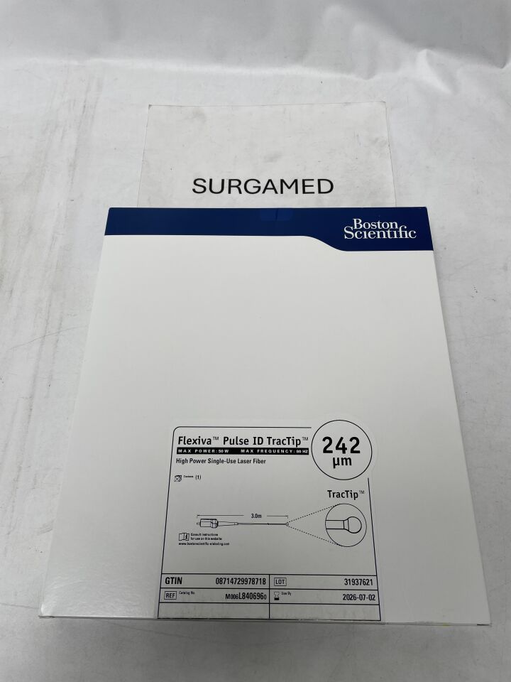L840696 - BOSTON SCIENTIFIC - Flexiva Pulse ID TracTip High Power Single-Use Laser Fiber - 50W x 80HZ - 3.0m x 242um - UOM BX/1 - expiration 2026-07-02, (BX/1)
