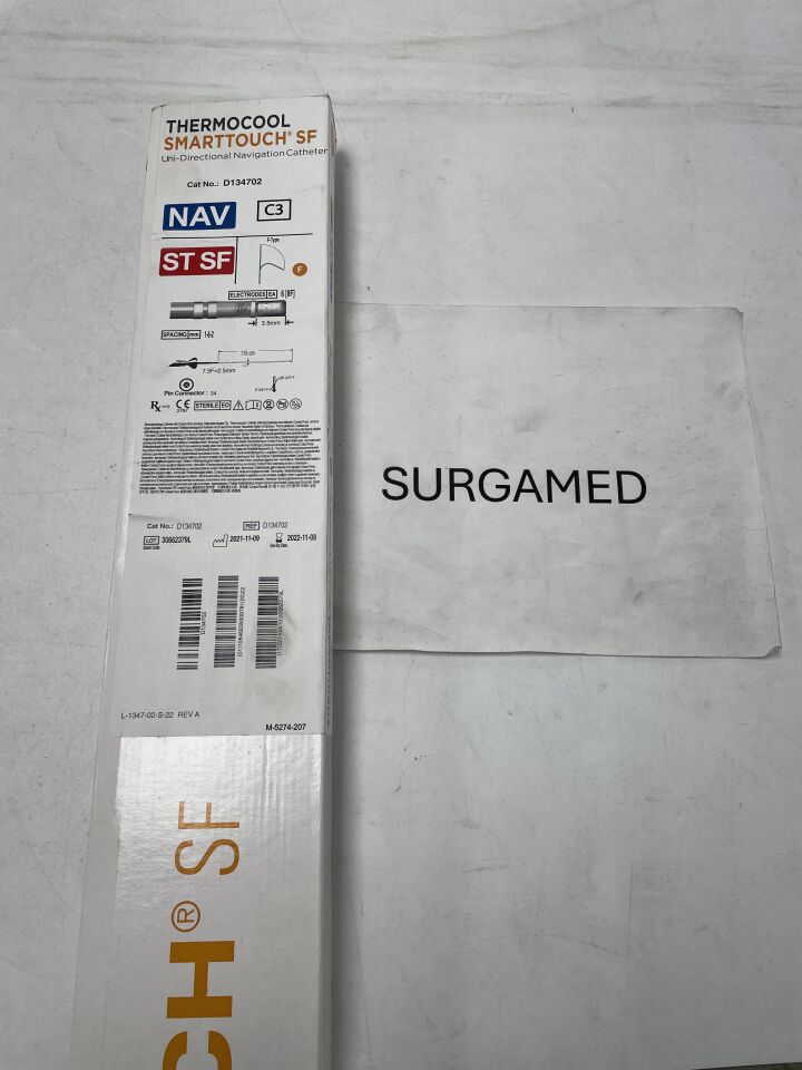 D134702 - BIOSENSE WEBSTER - ThermoCool SmartTouch SF Uni-Directional Navigation Catheter - 1-6-2mm - F Curve - 7.5Fr x 115cm (L), (BX/1)