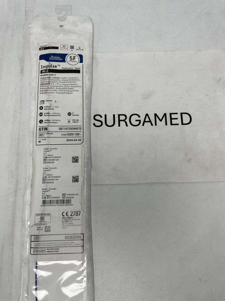 16391100 - BOSTON SCIENTIFIC - Impulse Flextrusion Shaft Angiographic Catheter - AL3 - 5Fr x .047" x 100cm (L), (EA)