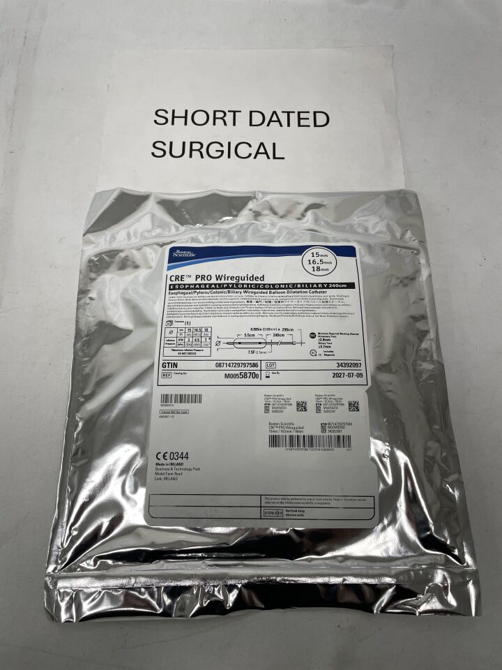5870 - BOSTON SCIENTIFIC - CRE PRO Wireguided Balloon Dilatation Catheter - Esophageal/Pyloric/Colonic/Biliary - 15mm x 16.5mm x 18mm, (EA)