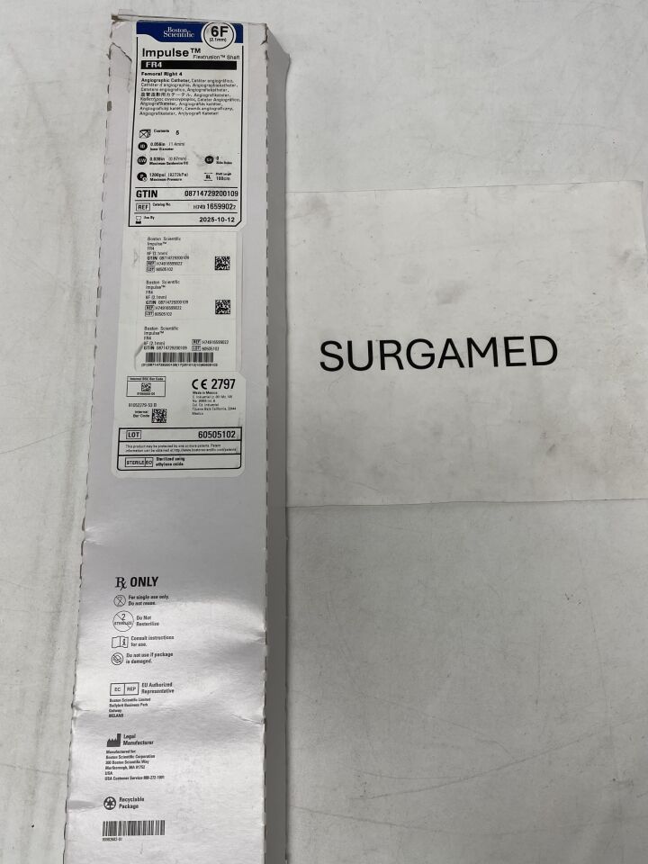 1659902 - BOSTON SCIENTIFIC - Impulse Flextrusion Shaft Angiographic Catheter - FR4 - 6Fr x .056" x 100cm (L), (BX/5)