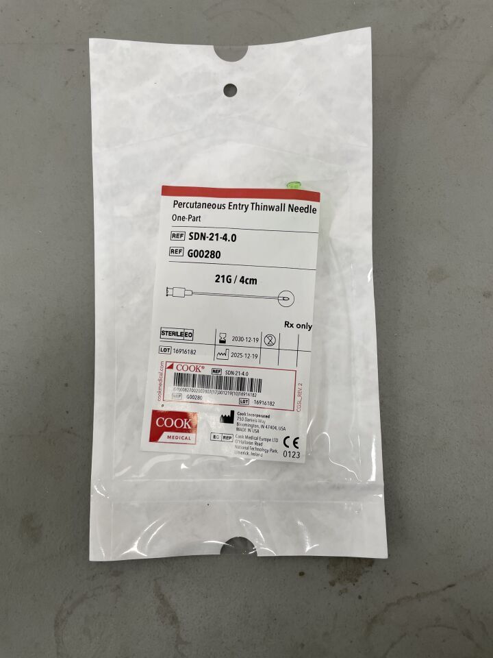 G00280 - COOK - One-Part Percutaneous Entry Needle, 21G, 4 cm Length - UOM EA - expiration 2030-12-19, (EA)