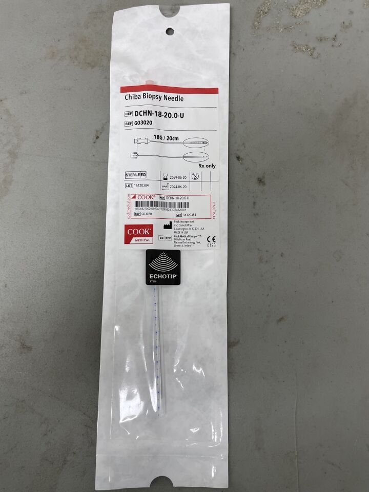 G03020 - COOK - Chiba EchoTip Biopsy Needle, 18G, 20 cm Length - UOM EA - expiration 2029-06-20, (EA)
