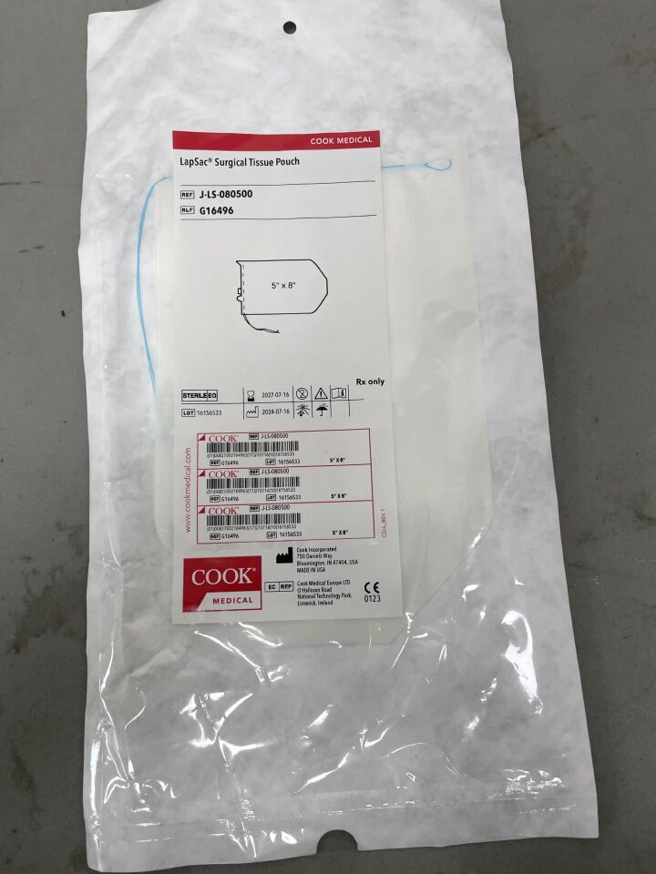 G16496 - COOK - LapSac Surgical Tissue Pouch 5" x 8", 750ml - UOM EA - expiration 2027-07-16, (EA)