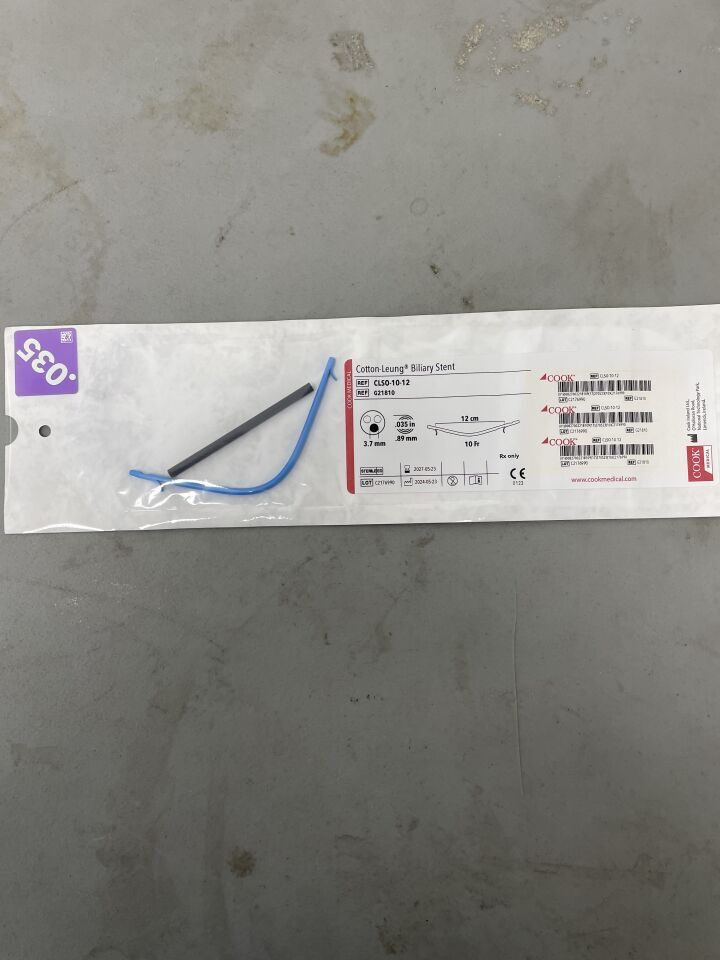 G21810 - COOK - Cotton-Leung Biliary Stent -10Fr x 12cm - UOM EA - expiration 2027-05-23, (EA)