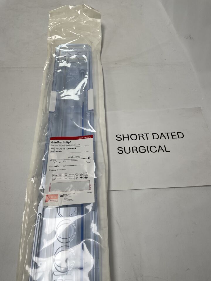 G52916 - COOK - Gunther Tulip Vena Cava Filter - Jugular Approach -ï¿½7Fr x 65cm - UOM EA - expiration 2027-02-13, (EA)