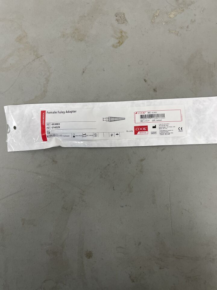 G14529 - COOK - Female Luer Lock Adapter For Connection to Foley Catheter - UOM EA - expiration 2026-09-08, (EA)