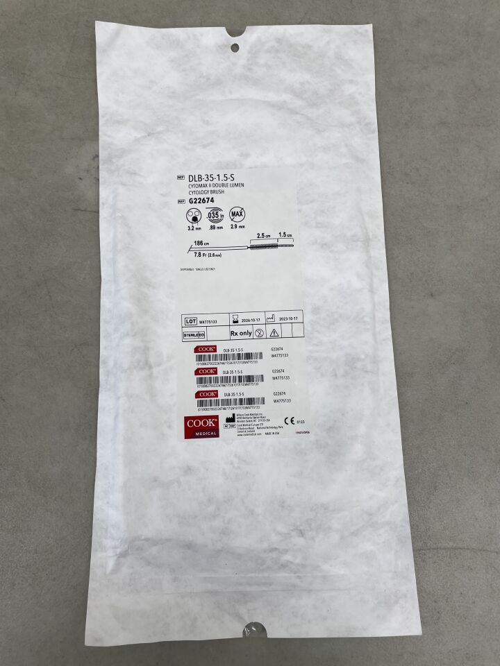 G22674 - COOK - Cytomax II Double Lumen Cytology Brush, 8Fr x 200cm, 2.5cm, 1.5cm - UOM EA - expiration 2026-10-17, (EA)