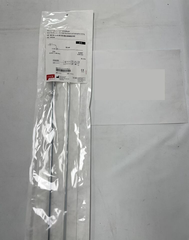 G56230 - COOK - Flexor Ansel Guiding Sheath w/High Flex Dilator and Check-Flo Valve 5F x 55cm, Straight - UOM EA - expiration 2026-10-25, (EA)