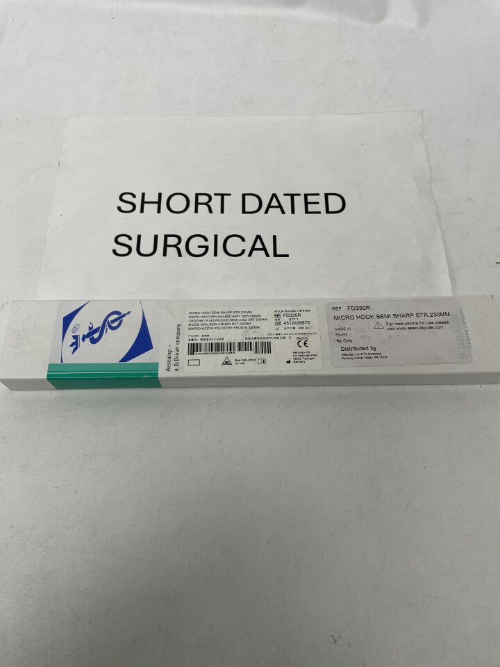 FD330R - AESCULAP - Micro Hook Semi Sharp, Straight - 230mm, (BX)