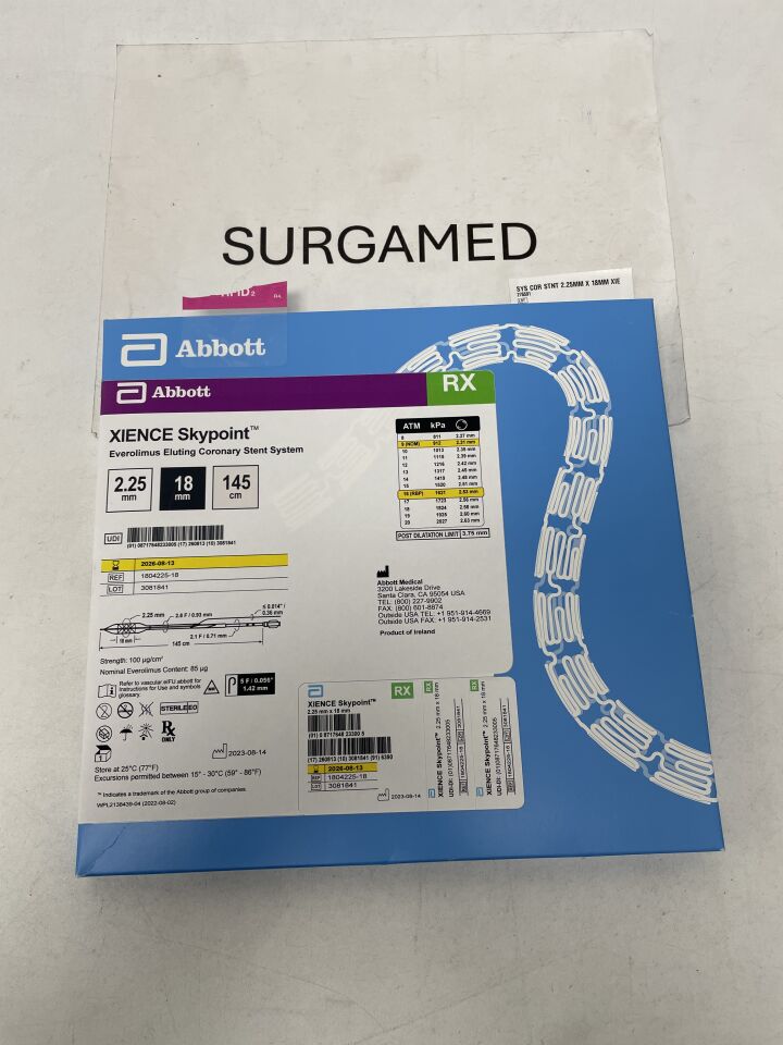 1804225-18 - ABBOTT - Xience Skypoint Everolimus Eluting Coronary Stent System - RX - 2.25mm x 18mm x 145cm, (BX)