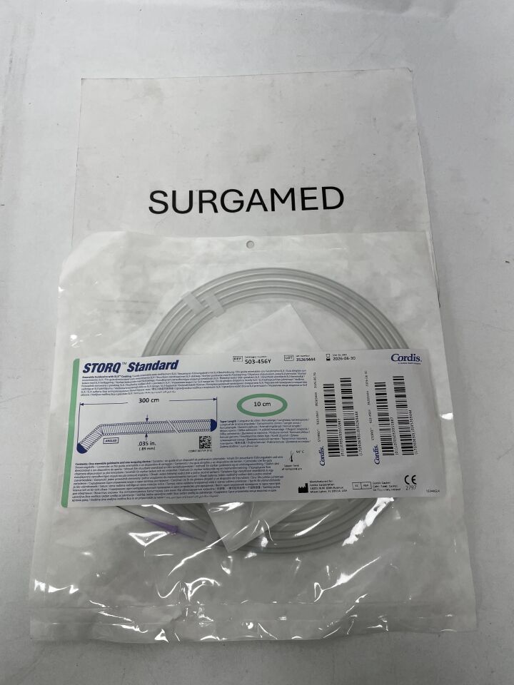 503-456Y - CORDIS - STORQ Standard Steerable Guidewire with SLX Coating - Angled - .035" x 300cm x 10cm, (EA)