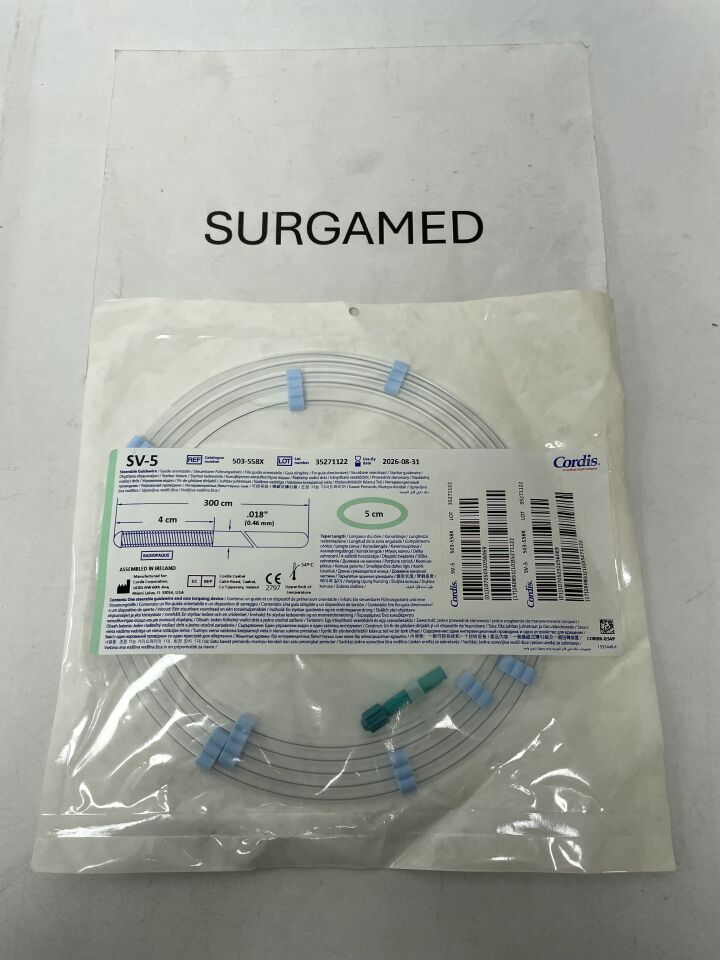 503-558X - CORDIS - SV-5 Steerable Guidewire - .018" x 300cm x 5cm, (EA)