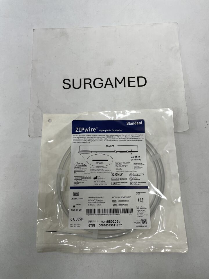 680205 - BOSTON SCIENTIFIC - ZIPwire Hydrophilic Guidewire - Standard, Straight - .035" x 150cm, (EA)