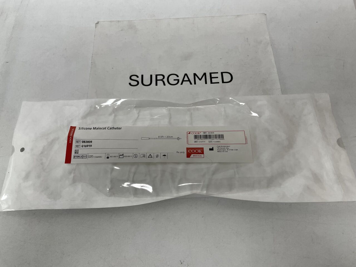 G16919 - COOK - Silicone Malecot Catheter, 8.0Fr/20cm, (EA)