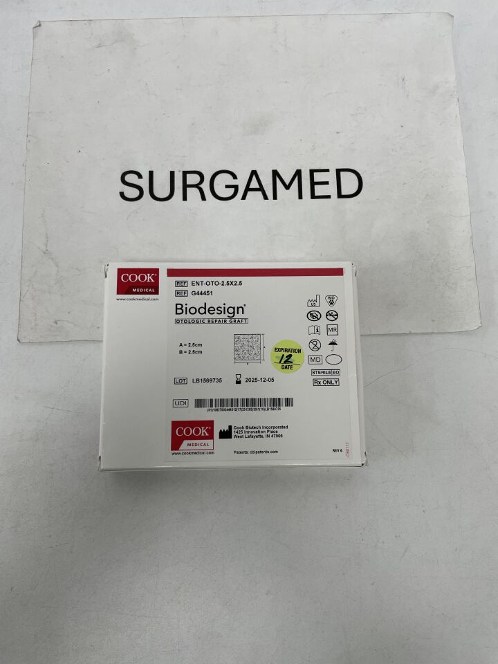G44451 - COOK - Biodesign Otologic Repair Graft, 2.5cm x 2.5cm, (BX)