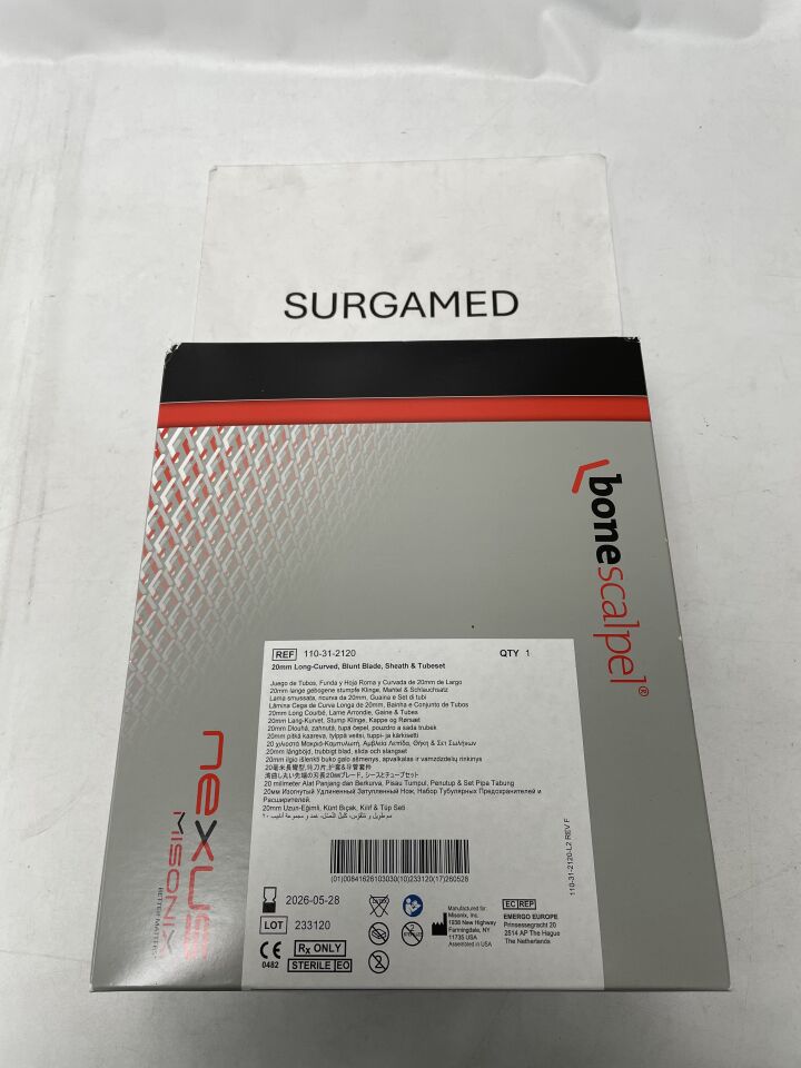 110-31-2120 - MISONIX - Nexus Bone Scalpel 20mm MIS, Blunt Blade, Sheath & Tubeset, (BX)