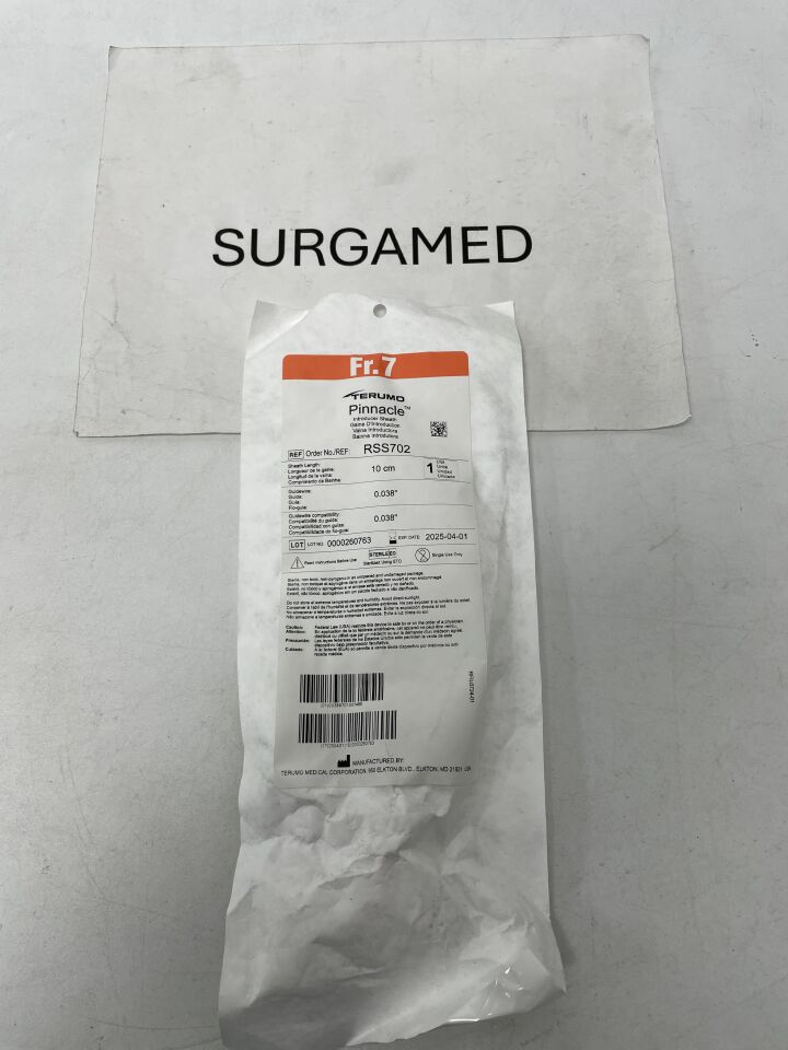 RSS702 - TERUMO - Pinnacle R/O II Introducer Sheath with Radiopaque Marker - 7Fr x 10cm x .038", (EA)