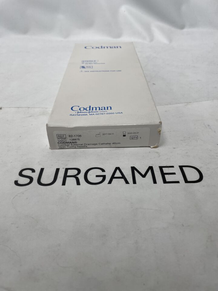 82-1706 - CODMAN - Lumbar External Drainage Catheter w/Touhy Needle - 46cm, (BX)
