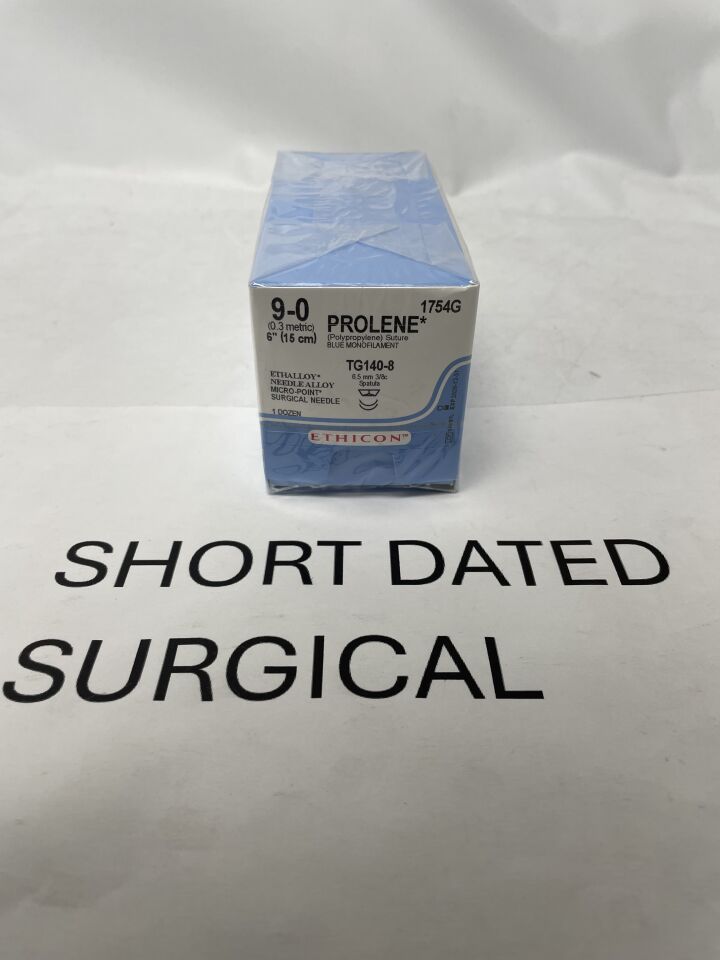 1754G - ETHICON - Prolene Non-Absorbable Monofilament Polypropylene Suture, Size 9-0, 6 in. Length, TG140-8 Needle, (BX)