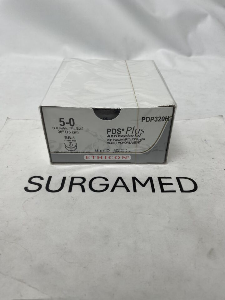 PDP320H - ETHICON - PDS Plus Absorbable Monofilament Suture, Size 5-0, 30 in. Length, RB-1 Needle, (BX)