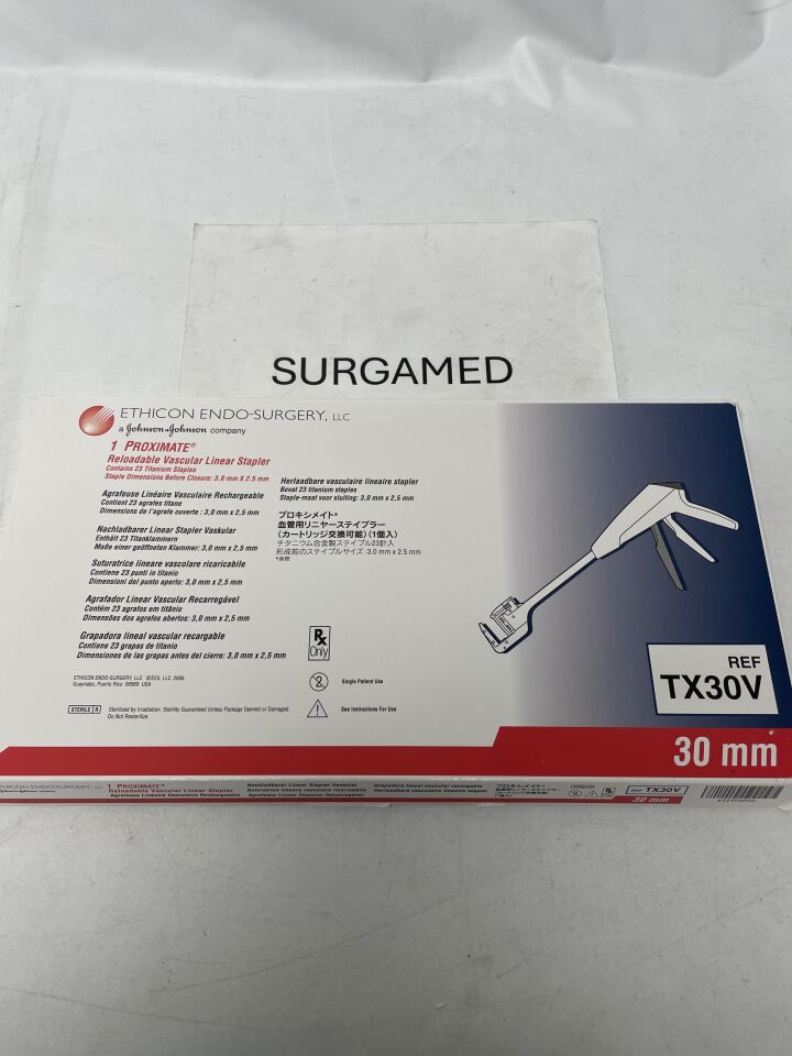 TX30V - ETHICON - Proximate Reloadable Vascular Linear Stapler, 30mm, contains 23 titanium staples, 3.0mm x 2.5mm, (BX)