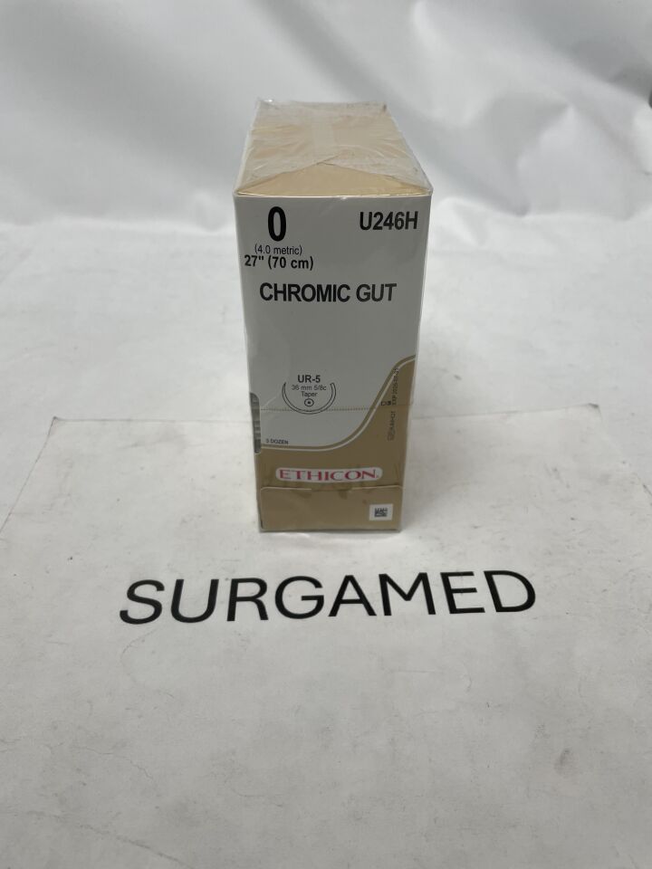 U246H - ETHICON - Gut Chromic Absorbable Monofilament Suture, Size 0, 27 in. Length, UR-5 Needle, (BX)