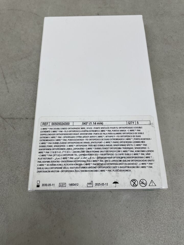 00505024300 - CONMED - C-Wire Pak Double-Ended Orthopedic Wire, 0.045 in. Size, 5 in. Length, (BX/5)