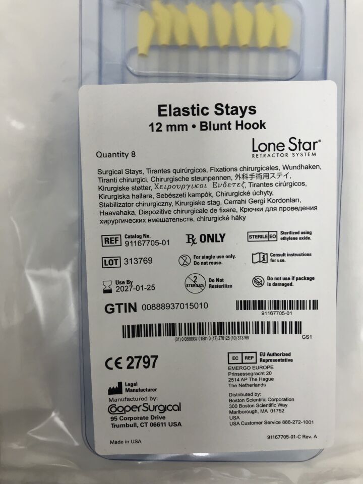 91167705-01 - COOPER SURGICAL - Lone Star Elastic Stays 12mm; Blunt hook, (EA)