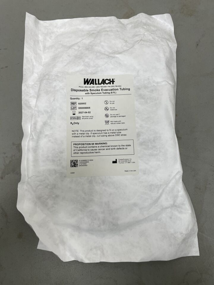 920002 - COOPER SURGICAL - Wallach Disposable Smoke Evacuation Tubing w/Speculum 6', (EA)