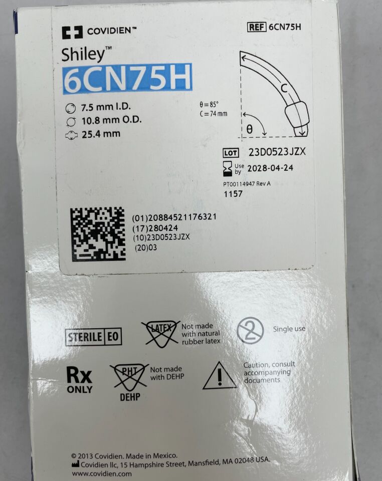 6CN75H - COVIDIEN - Shiley Adult Flexible Tracheostomy Tube with TaperGuard Cuff, (BX/1)