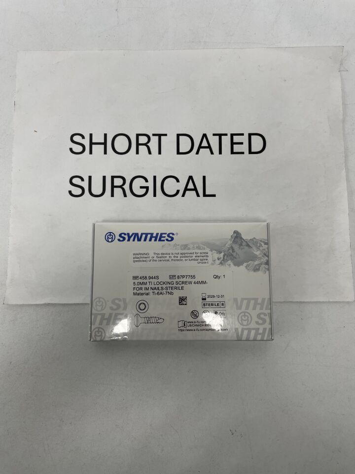 458.944S - DEPUY SYNTHES - Titanium Locking Screw with Hexagonal Recess, 5 dia. x 44 mm Length, Sterile, (BX)