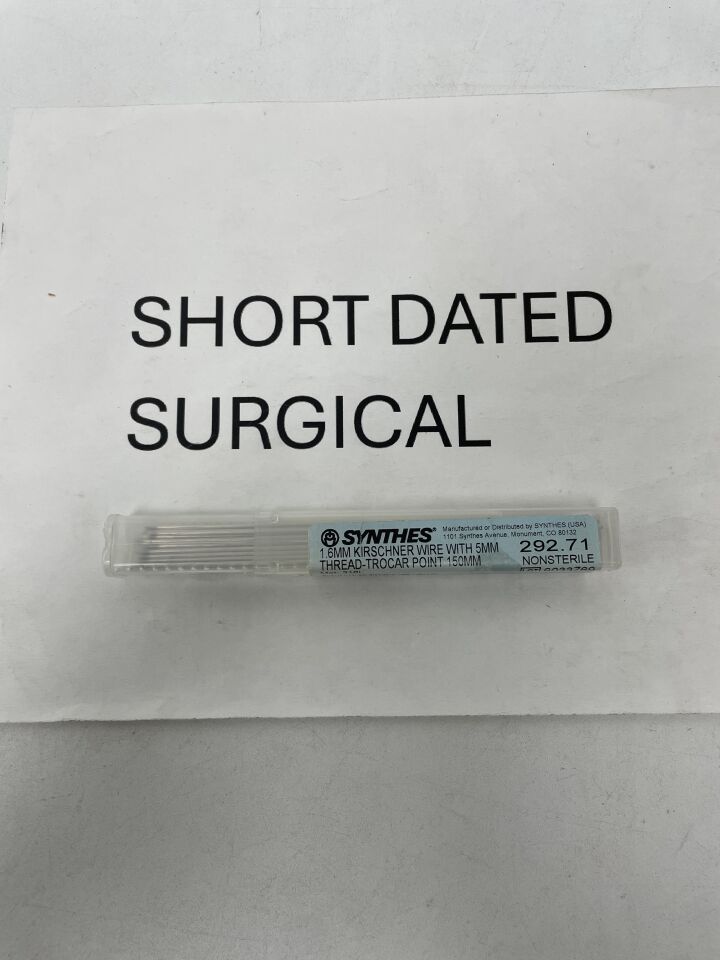 292.71 - DEPUY SYNTHES - Kirschner Wire with 5 mm Thread, 1.6 dia. x 150 mm Length (10 Per Pack), (EA)