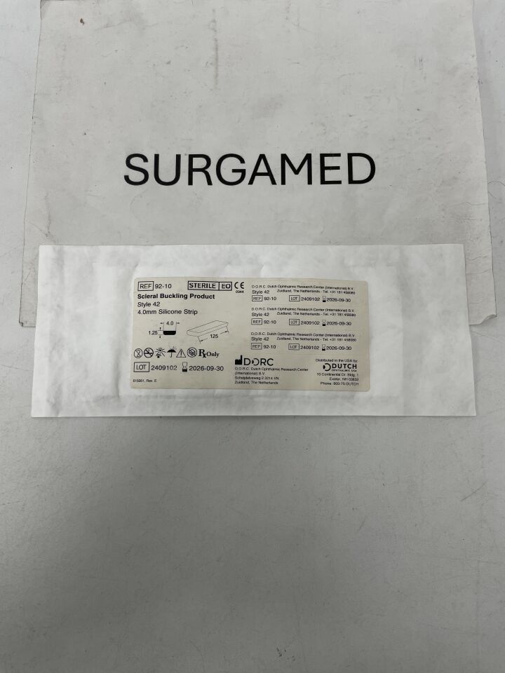 92-10 - DORC - Scleral Buckling Products: Style 42, 4.0mm Silicone Strip, (EA)
