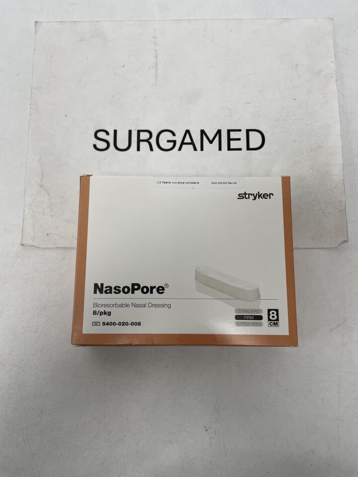 5400-020-008 - STRYKER - NasoPore Fragmentable Nasal Dressing Firm 8cm, (BX/8)