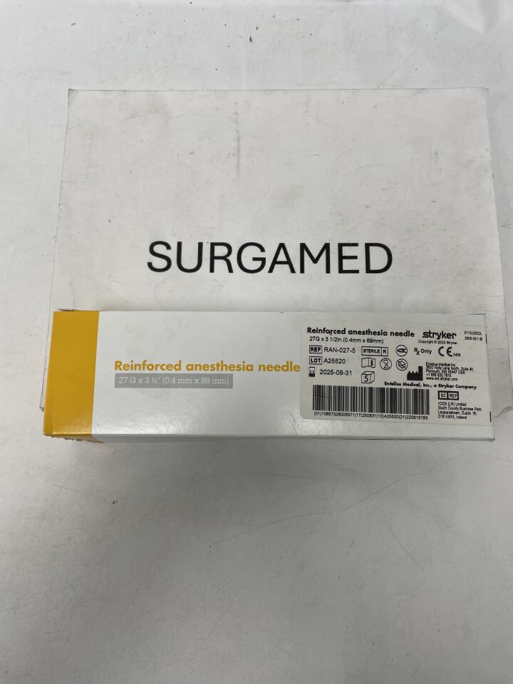 RAN-027-5 - STRYKER - Reinforced Anesthesia Needle, 3.5 in, (BX/5)
