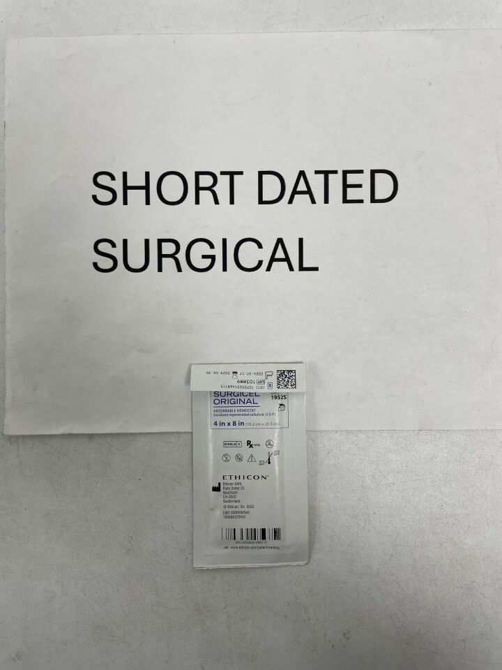 1952S - ETHICON - Surgicel Original Absorbable Hemostat, 4 x 8 in., (EA)