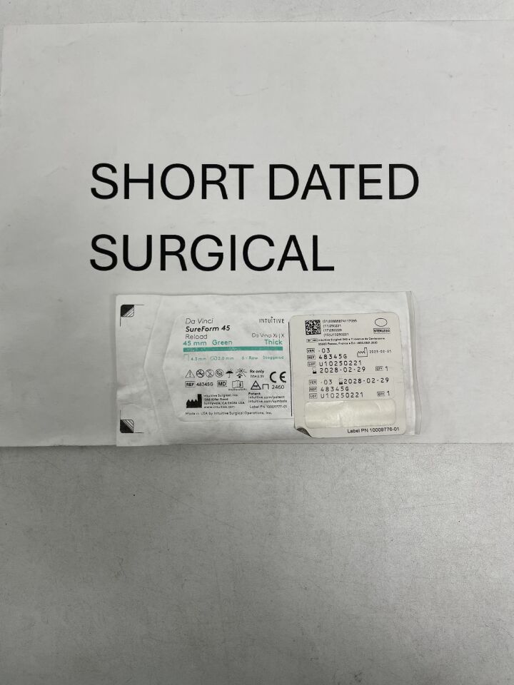 48345G - INTUITIVE SURGICAL - da Vinci SureForm 45mm-4.3mm Reload, Six-Row Green, (EA)