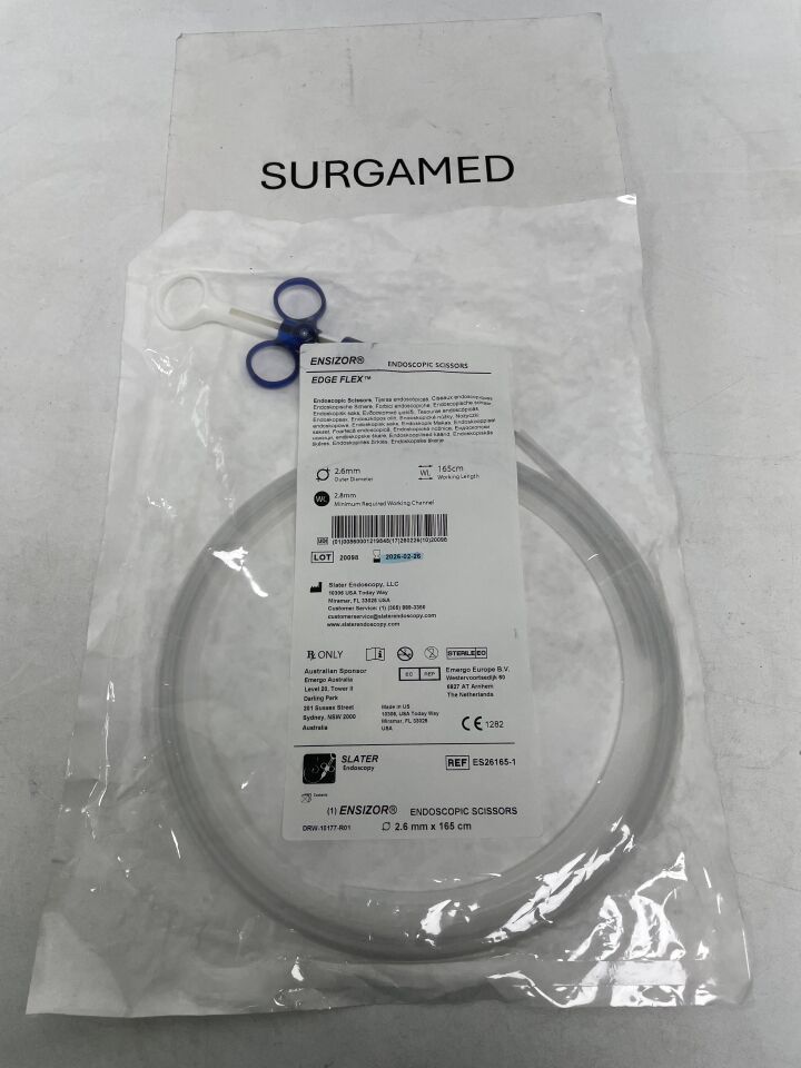 ES26165 - SLATER ENDOSCOPY - Ensizor Endoscopic Scissors 2.6mm x 2.8mm x 165cm, (EA)