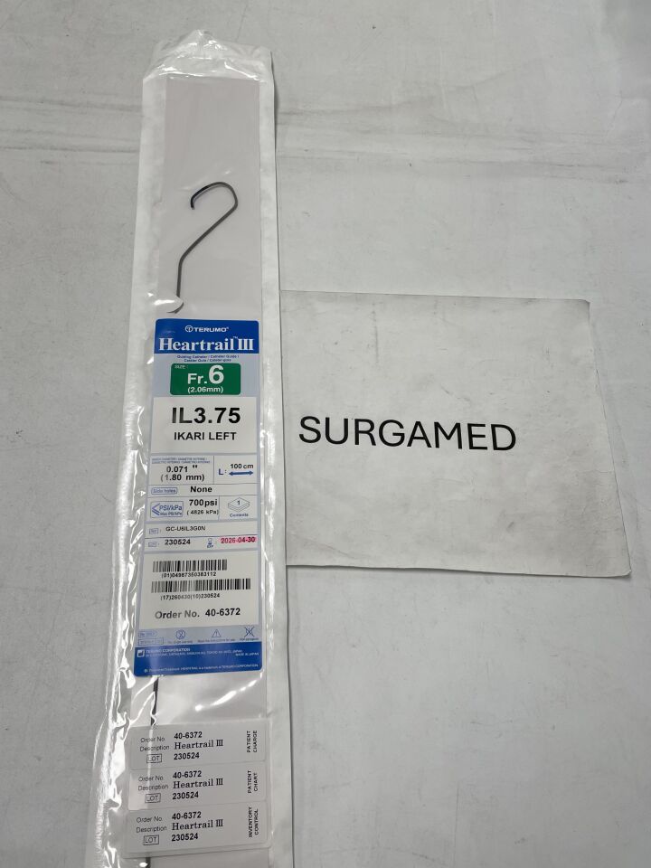 40-6372 - TERUMO - Heartrail III Guiding Catheter - IL3.75 - GC-U6IL3G0N - 6Fr x .071" x 100cm (L), (EA)