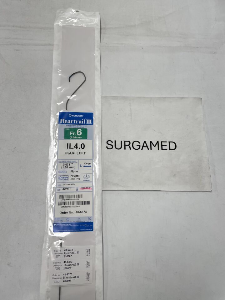 40-6373 - TERUMO - Heartrail III Guiding Catheter - IL4.0 - GC-U6IL400N - 6Fr x .071" x 100cm (L), (EA)
