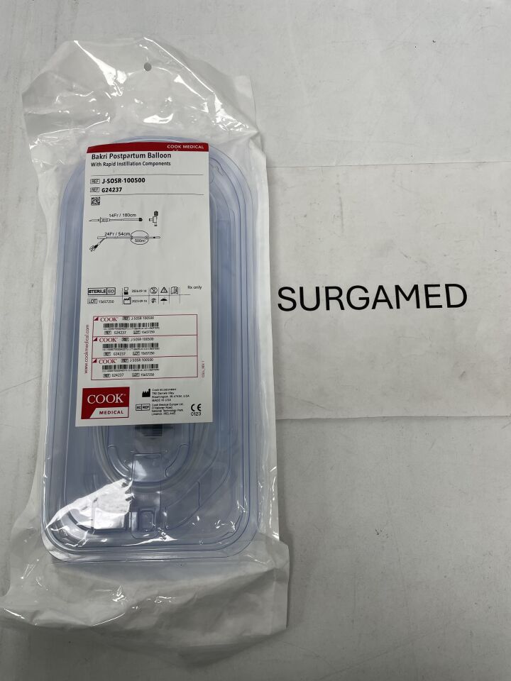 G24237 - COOK - Bakri Postpartum Balloon With Rapid Instillation Components, 14Fr x 180cm, 24Fr x 54cm Catheter Length, 500mL Balloon Volume, (EA)