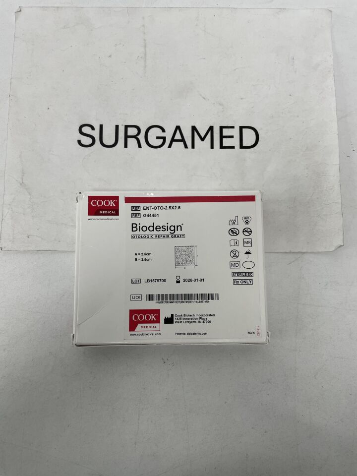 G44451 - COOK - Biodesign Otologic Repair Graft, 2.5cm x 2.5cm, (BX)